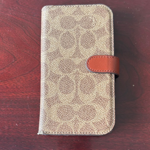 Coach Signature Pattern Phone Case in Tan and Brown